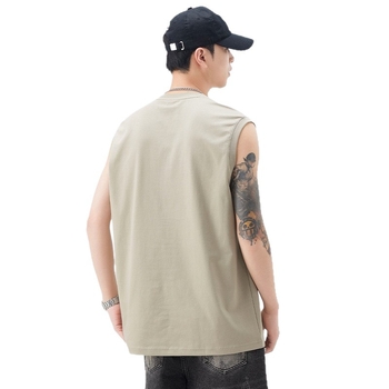 Muški bez rukava T‑shirt s izšivkom, ljetna pamukova mješavina, japanski retro stil, širok kroj, svakodnevna upotreba