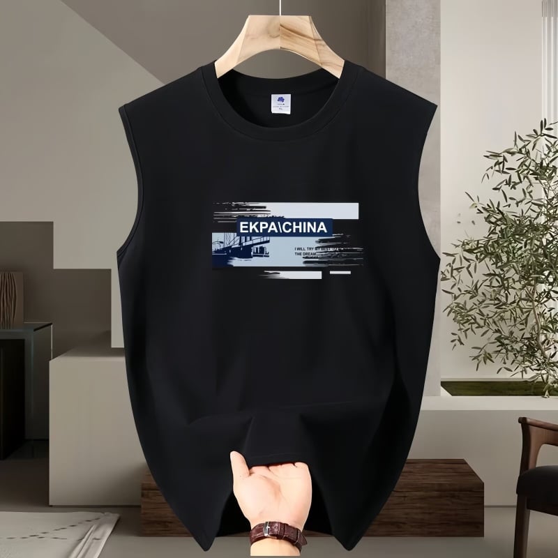 Muški bezrukavni top od 100% pamuka, prozračan, ležernog kroja, ljetni sportski casual