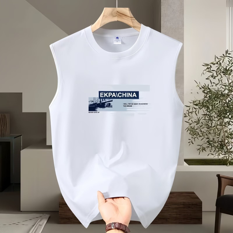 Muški bezrukavni top od 100% pamuka, prozračan, ležernog kroja, ljetni sportski casual