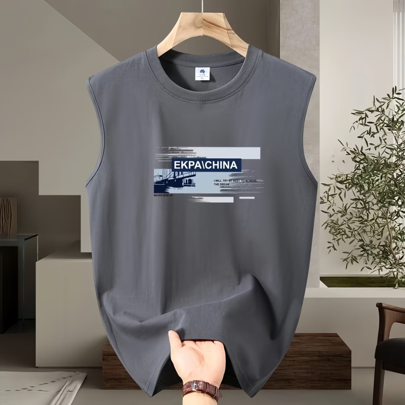 Muški bezrukavni top od 100% pamuka, prozračan, ležernog kroja, ljetni sportski casual