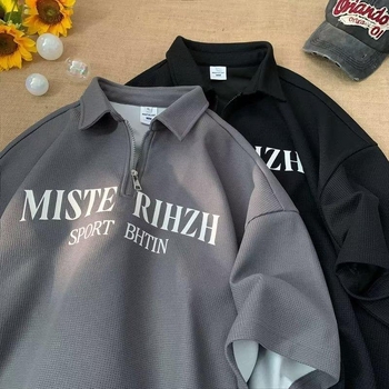 Polo majica od waffle tkanine, kratkih rukava, američki retro stil