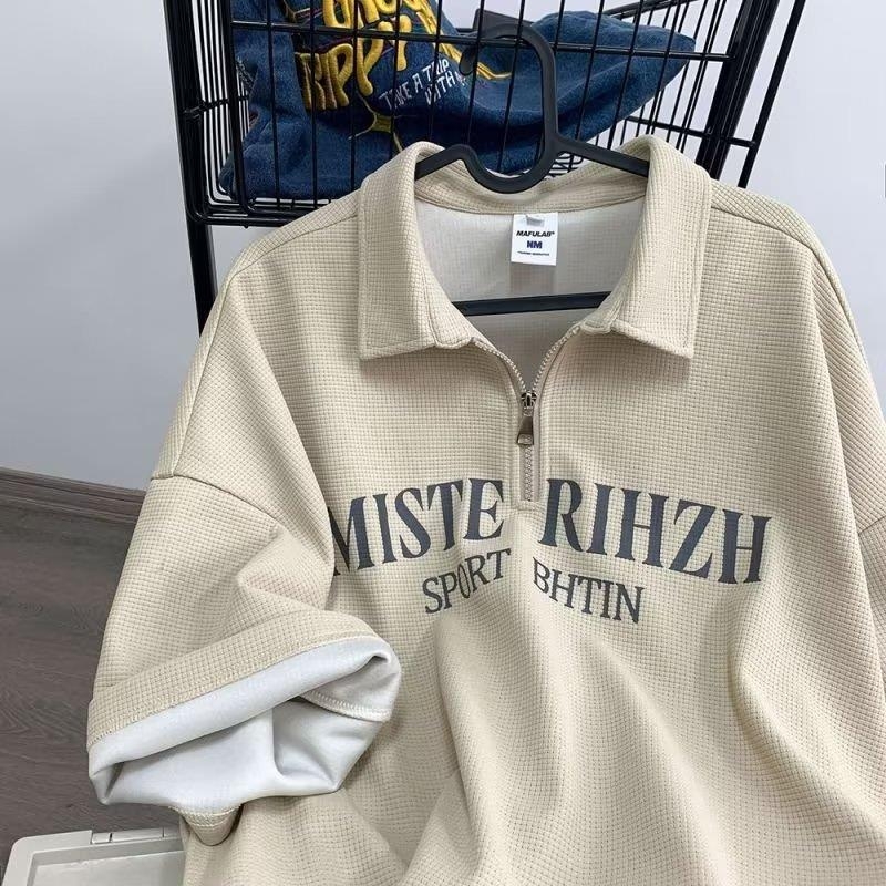 Polo majica od waffle tkanine, kratkih rukava, američki retro stil
