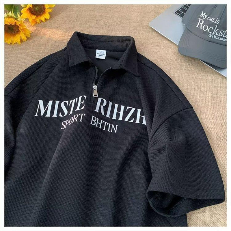 Polo majica od waffle tkanine, kratkih rukava, američki retro stil
