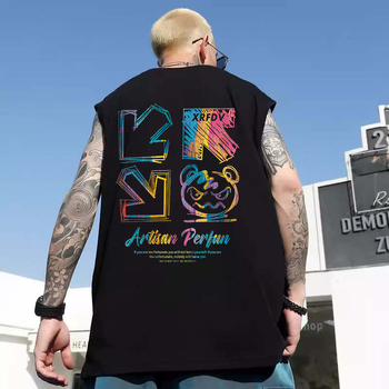 Muški ljetni bezrukavni T-shirt, slobodan kroj, crtani print, velika veličina