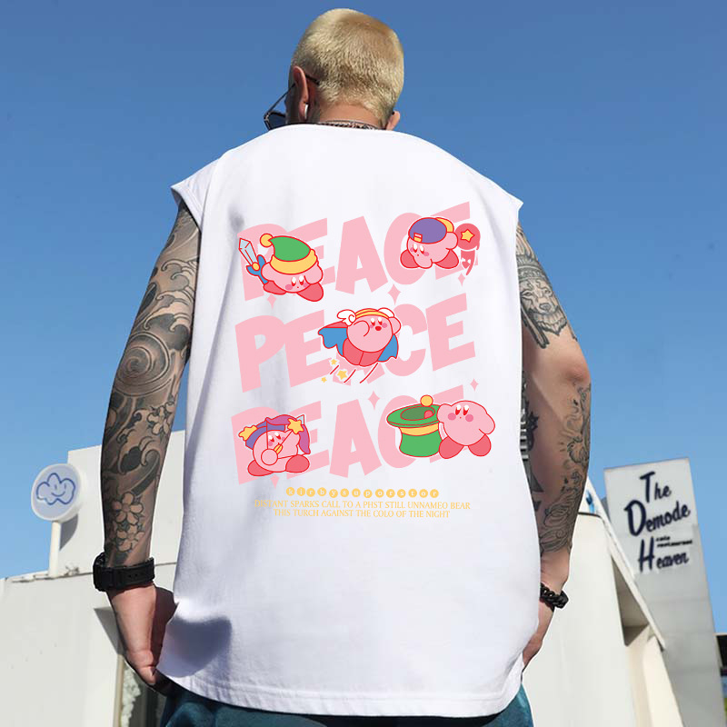 Muški ljetni bezrukavni T-shirt, slobodan kroj, crtani print, velika veličina