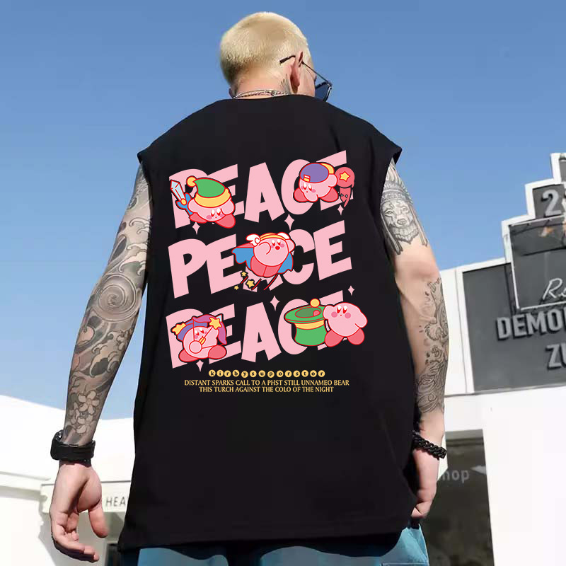 Muški ljetni bezrukavni T-shirt, slobodan kroj, crtani print, velika veličina