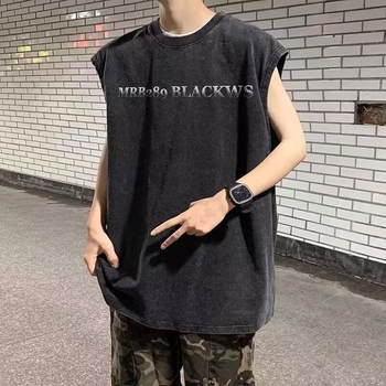 Muški pamukasti bezrukavni top s labavim krojem, američki retro stil, ljeto, casual