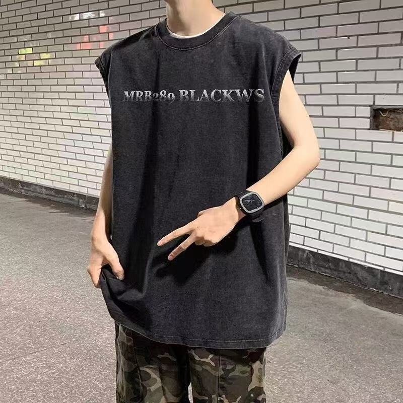 Muški pamukasti bezrukavni top s labavim krojem, američki retro stil, ljeto, casual