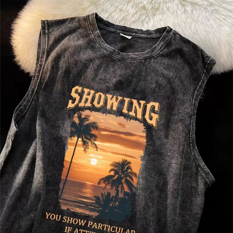 Muški pamukasti bezrukavni top s labavim krojem, američki retro stil, ljeto, casual