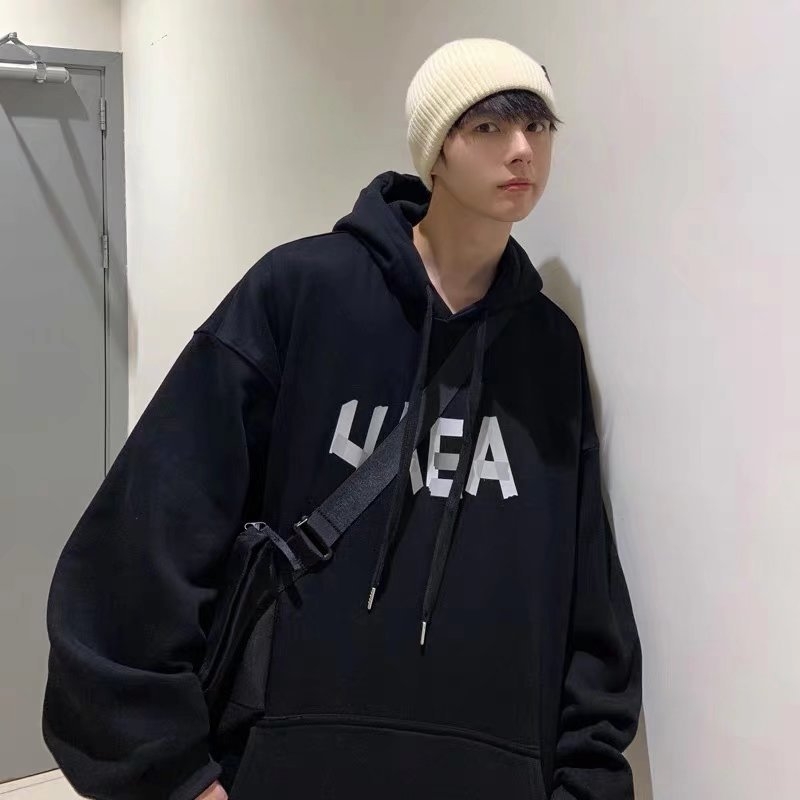 Muški hoodie s kapuljom, širokog kroja, korejskog stila pulover, jesen 2021, hongkonški stil s natpisom slovima