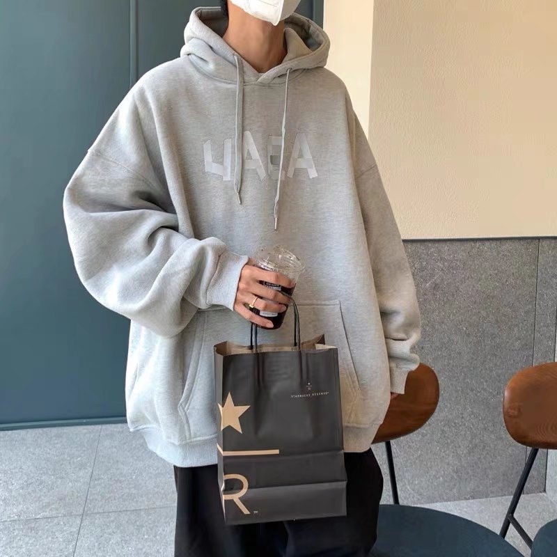Muški hoodie s kapuljom, širokog kroja, korejskog stila pulover, jesen 2021, hongkonški stil s natpisom slovima