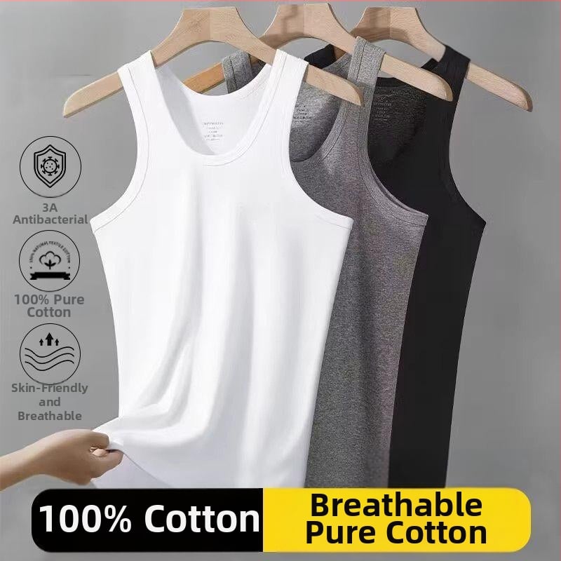 Muški tank top od 100% pamuka, tanak, bez rukava, prozračan, osnovni sloj za sport