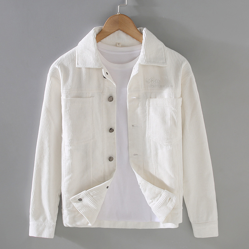 86003 100% pamut retro corduroy dzseki férfiaknak, galléros, hétköznapi munkaruházat tavasz–őszre