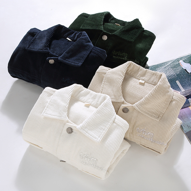 86003 100% pamut retro corduroy dzseki férfiaknak, galléros, hétköznapi munkaruházat tavasz–őszre