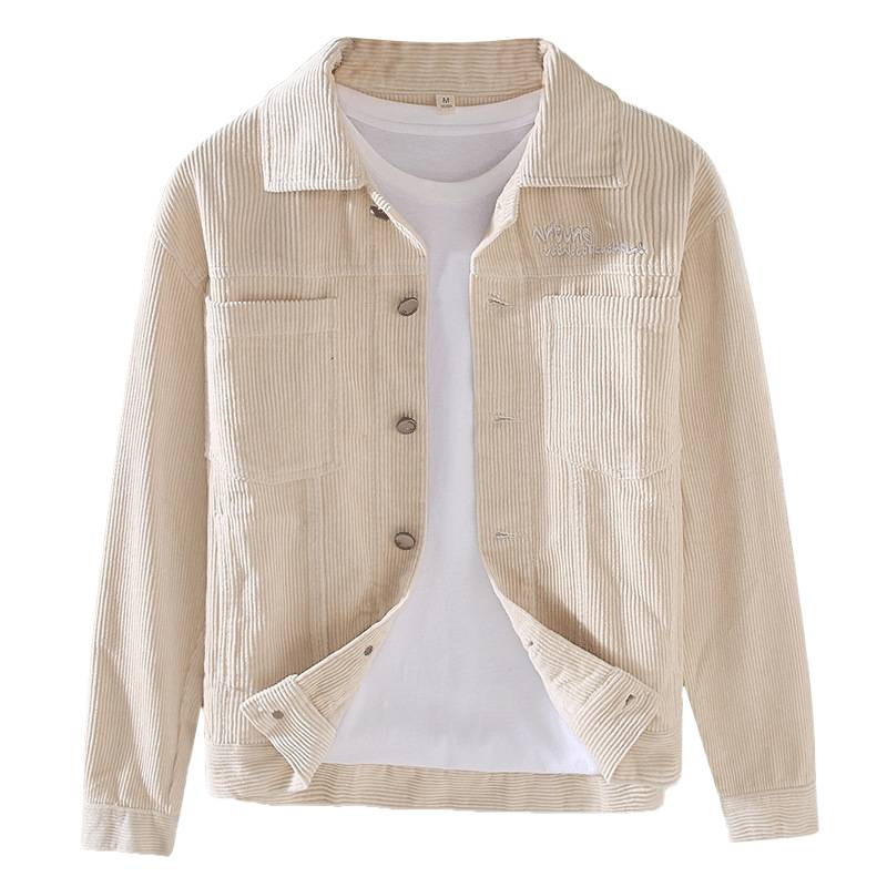 86003 100% pamut retro corduroy dzseki férfiaknak, galléros, hétköznapi munkaruházat tavasz–őszre