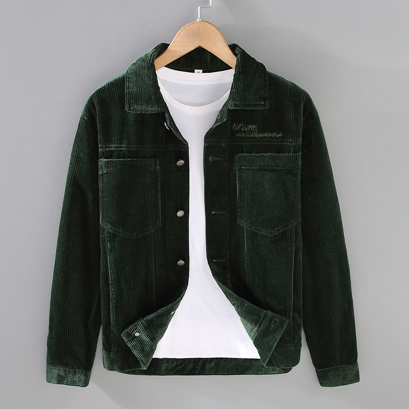 86003 100% pamut retro corduroy dzseki férfiaknak, galléros, hétköznapi munkaruházat tavasz–őszre