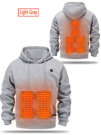 Muški USB napajani grijaći hoodie s fleece podstavom, debeli i topao za aktivnosti na otvorenom