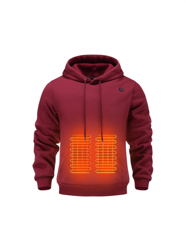 Muški USB napajani grijaći hoodie s fleece podstavom, debeli i topao za aktivnosti na otvorenom