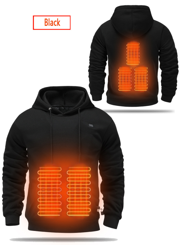 Muški USB napajani grijaći hoodie s fleece podstavom, debeli i topao za aktivnosti na otvorenom
