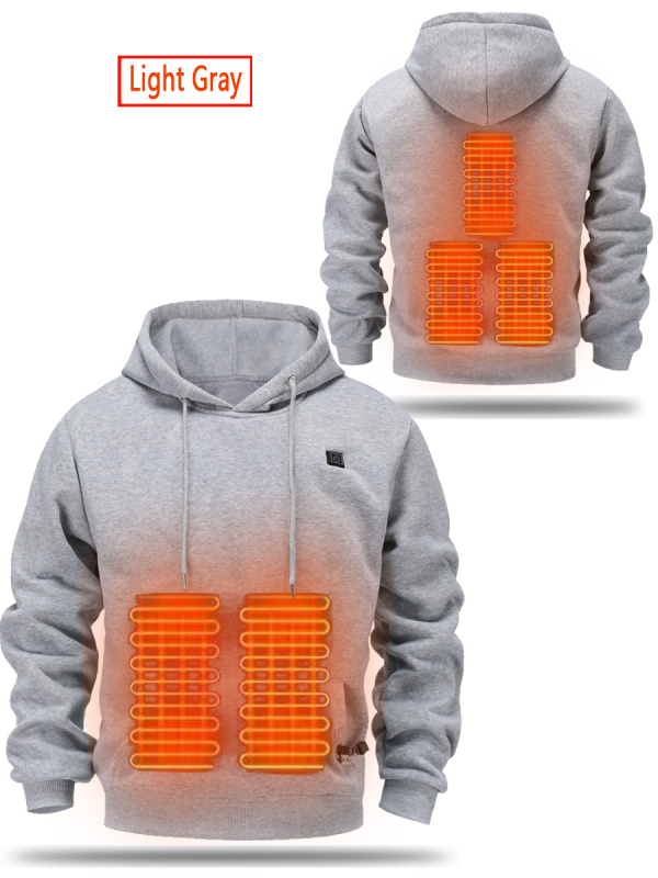 Muški USB napajani grijaći hoodie s fleece podstavom, debeli i topao za aktivnosti na otvorenom