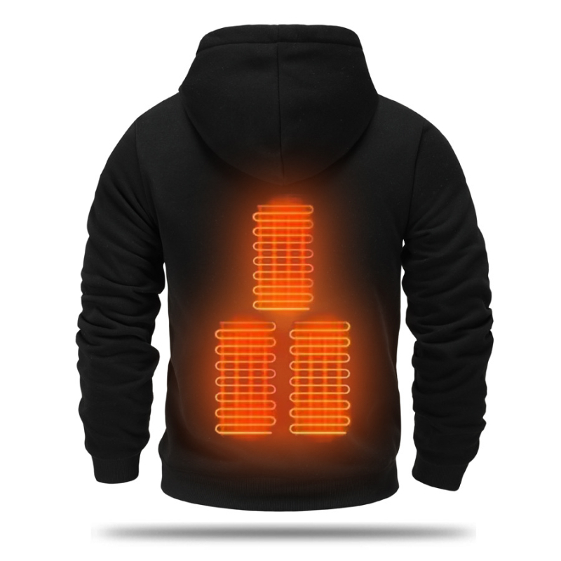 Muški USB napajani grijaći hoodie s fleece podstavom, debeli i topao za aktivnosti na otvorenom