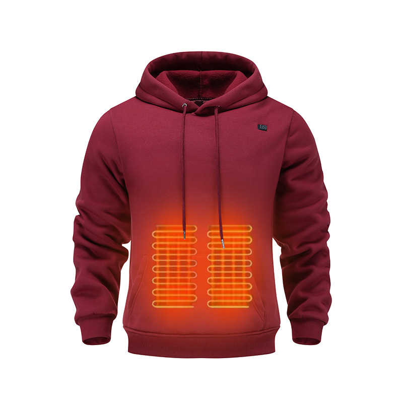 Muški USB napajani grijaći hoodie s fleece podstavom, debeli i topao za aktivnosti na otvorenom