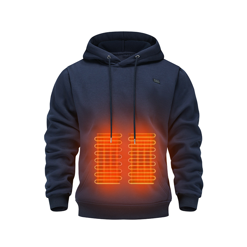 Muški USB napajani grijaći hoodie s fleece podstavom, debeli i topao za aktivnosti na otvorenom