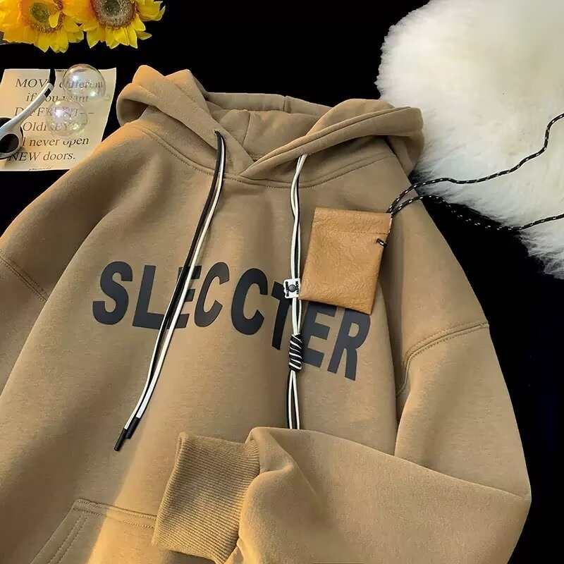 Muška dukserica s kapuljom za proljeće i jesen, slobodan kroj u streetwear stilu s printom slova