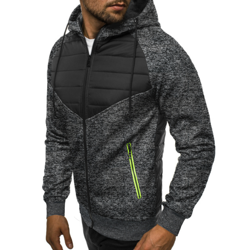 Muška dukserica s kapuljom i zatvaračem, patchwork dizajn