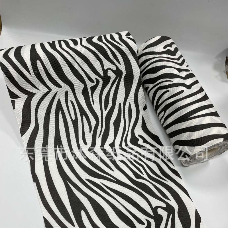 Kuhinjska jednokratna krpa s zebraskim uzorkom, 23x23 cm, 2 sloja, vlakno od drveta, 50 listova
