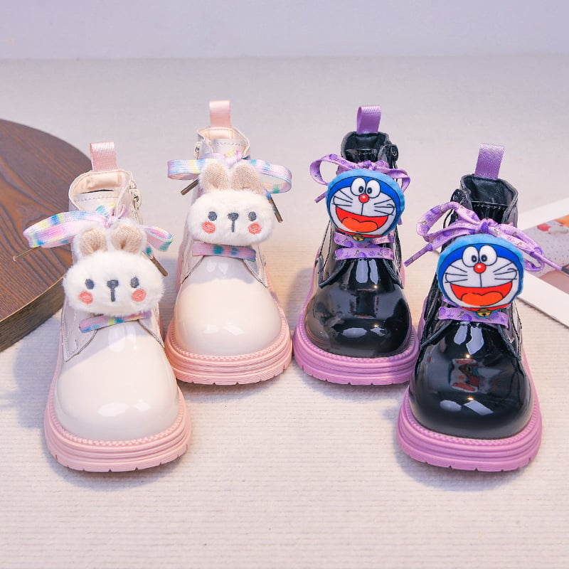 Къси прынцески Мартин ботуши за момичета – кожени зимни ботуши за деца, до средата на подбедрицата, страничен цип, водоустойчиви, топли