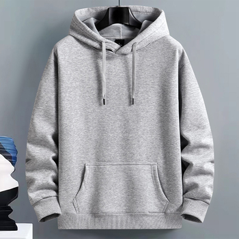 Muški hoodie s kapuljom, flis podstava, debeli, oversized kroj, casual, jednobojna boja, korejski stil