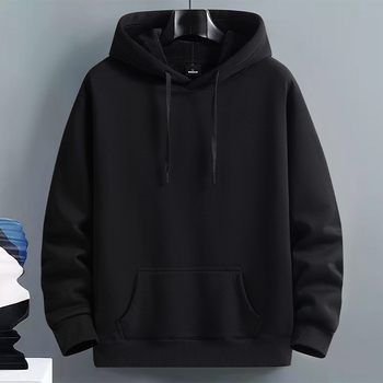Muški hoodie s kapuljom, flis podstava, debeli, oversized kroj, casual, jednobojna boja, korejski stil