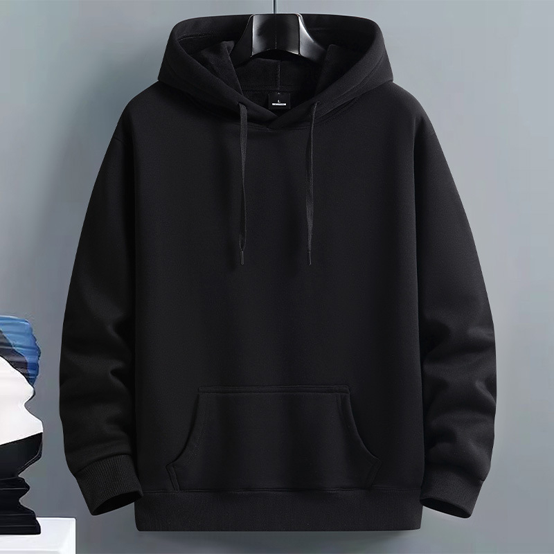 Muški hoodie s kapuljom, flis podstava, debeli, oversized kroj, casual, jednobojna boja, korejski stil