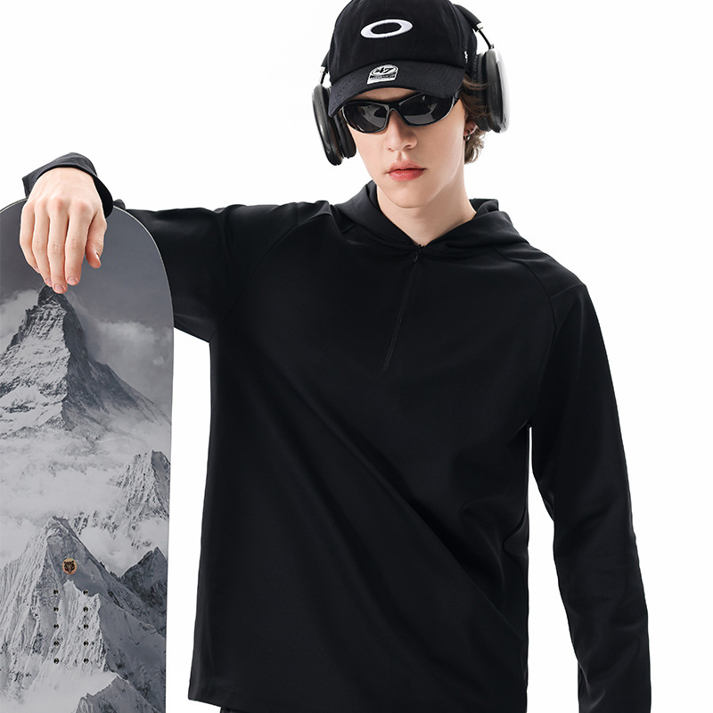 Muški hoodies s kapuljom i polu-zipom, brzo sušeći, lagan, za jesen/zimu, slobodan kroj