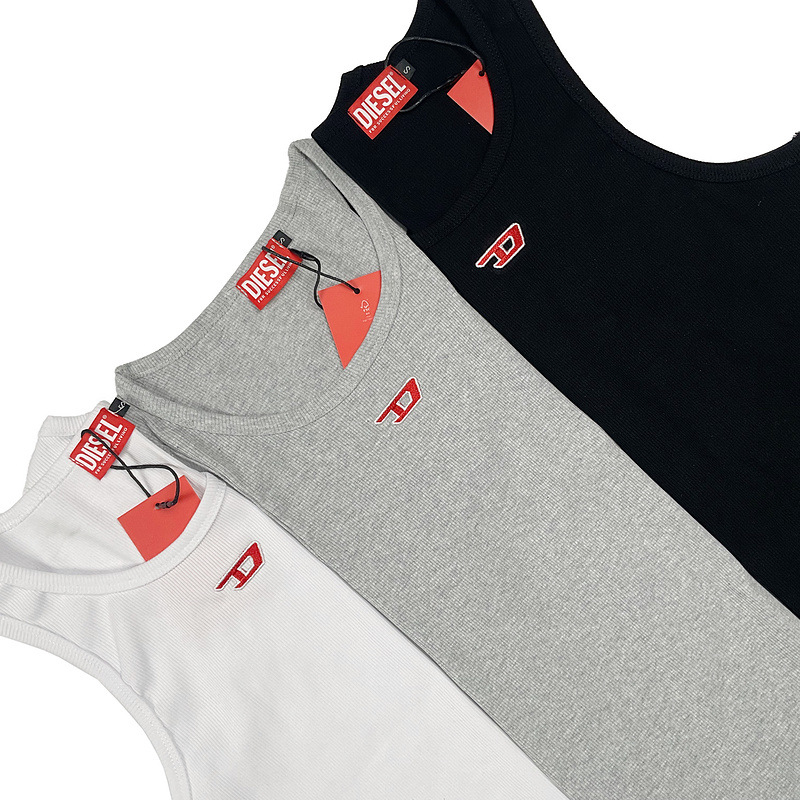 Muški pleteni bez rukava prsluk s ušivenim slovom D i američkim sloganom, 100% pamuk, uski kroj, sportski stil