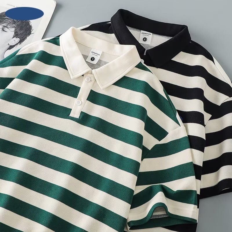 Polo majica s prugama, kratki rukav, unisex, ljeto 2024, slobodan kroj, smjesa poliestera