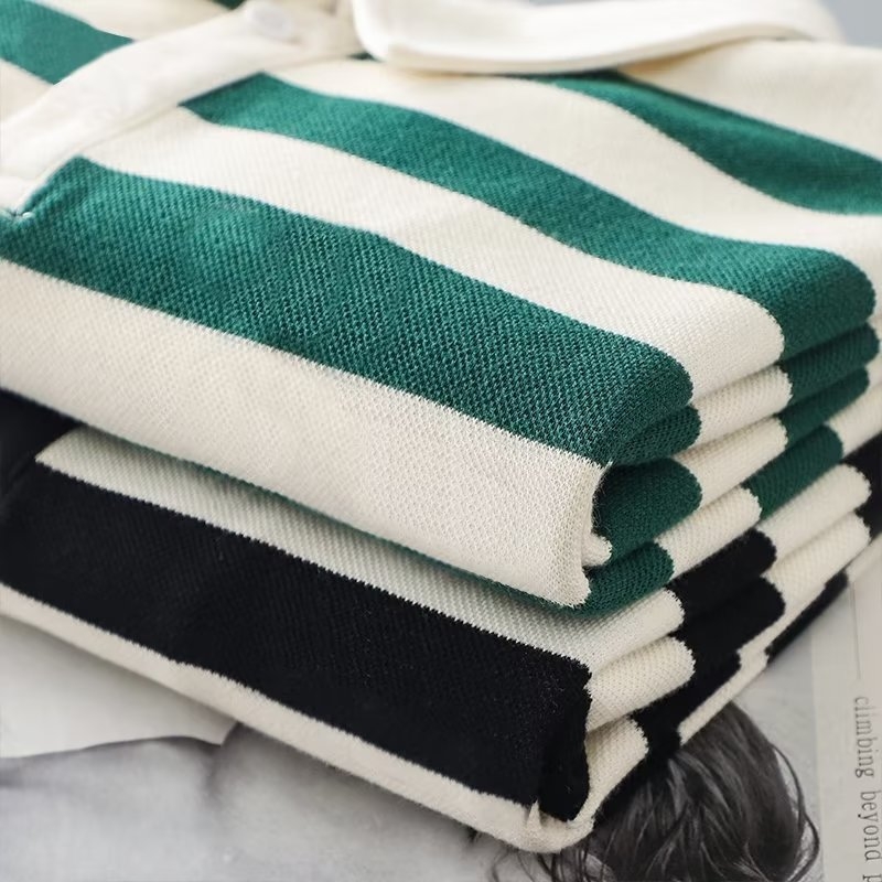 Polo majica s prugama, kratki rukav, unisex, ljeto 2024, slobodan kroj, smjesa poliestera