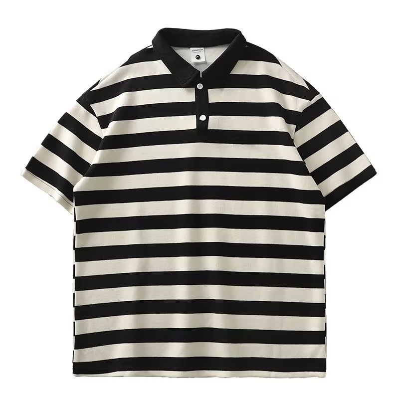 Polo majica s prugama, kratki rukav, unisex, ljeto 2024, slobodan kroj, smjesa poliestera