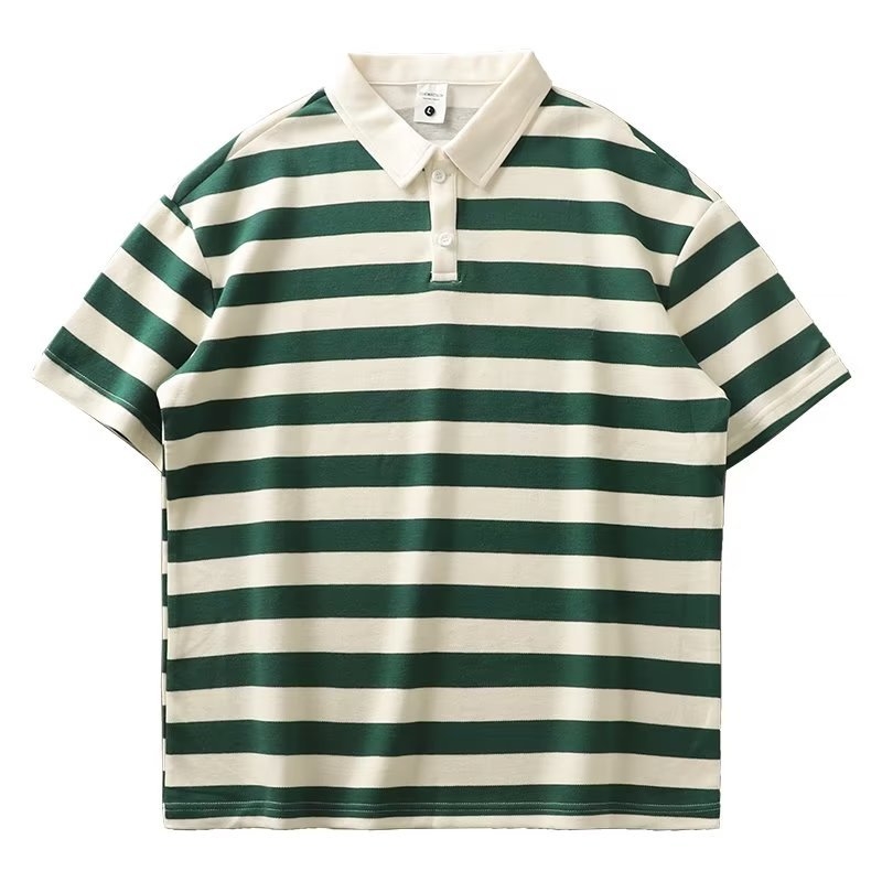 Polo majica s prugama, kratki rukav, unisex, ljeto 2024, slobodan kroj, smjesa poliestera