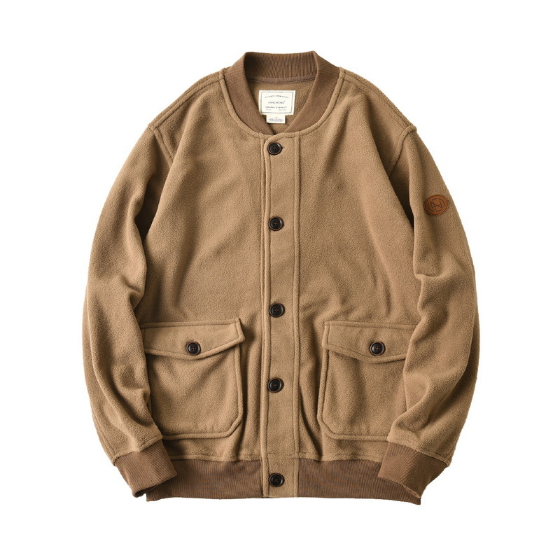 Japán retro kétoldalas fleece kabát baseball gallérral, férfiaknak, őszi-téli, amerikai stílusú repülődzseki