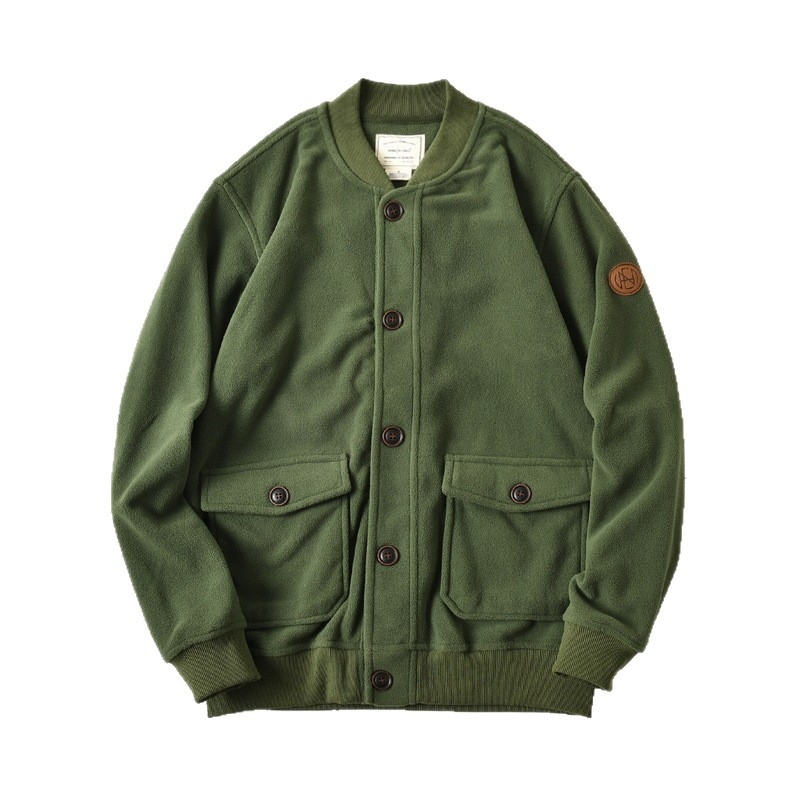 Japán retro kétoldalas fleece kabát baseball gallérral, férfiaknak, őszi-téli, amerikai stílusú repülődzseki