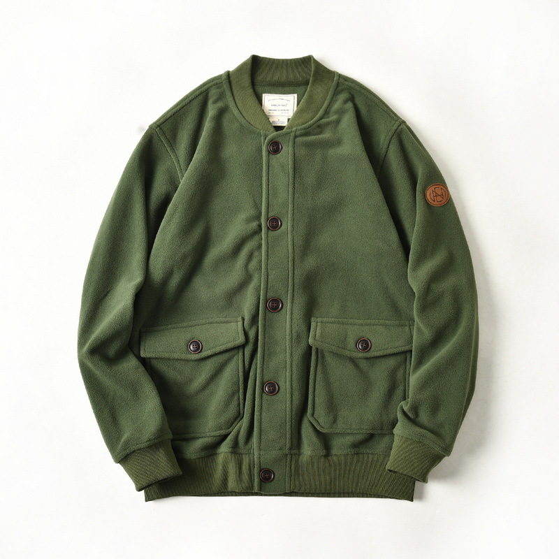 Japán retro kétoldalas fleece kabát baseball gallérral, férfiaknak, őszi-téli, amerikai stílusú repülődzseki