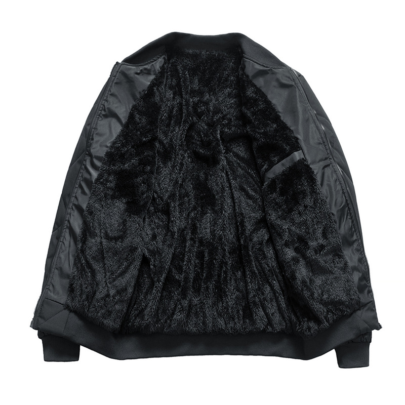 Férfi téli kabát fleece bélelt, pilóta stílusú bomber dizájn, laza szabású, nagy méretek, meleg