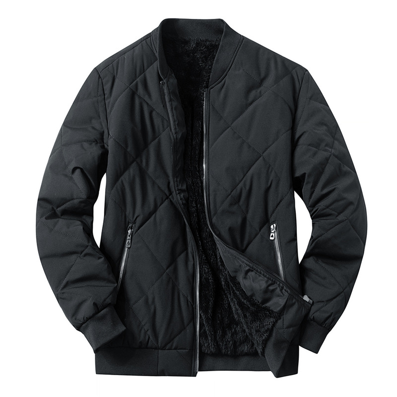 Férfi téli kabát fleece bélelt, pilóta stílusú bomber dizájn, laza szabású, nagy méretek, meleg