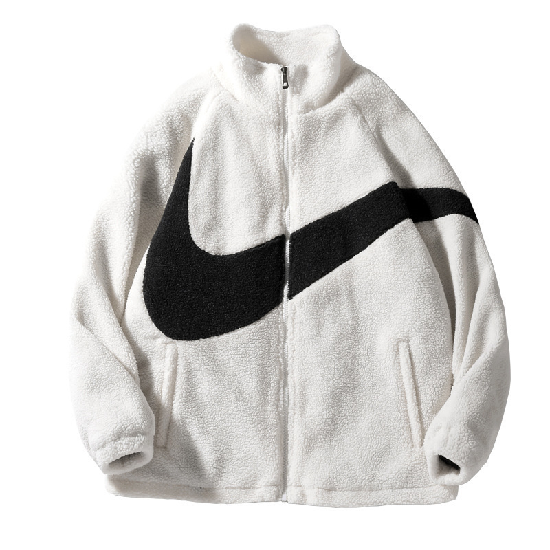 Férfi téli vastag fleece sportdzseki jacquard mintázattal és színblokkokkal, állógallér, elöl cipzár, casual stílus