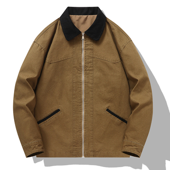 Férfi denim dzseki gallérral, laza szabás, méretek S-8XL, tavasz–ősz
