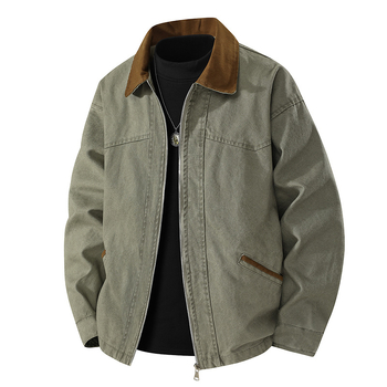 Férfi denim dzseki gallérral, laza szabás, méretek S-8XL, tavasz–ősz