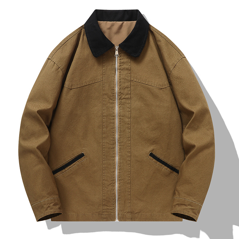 Férfi denim dzseki gallérral, laza szabás, méretek S-8XL, tavasz–ősz