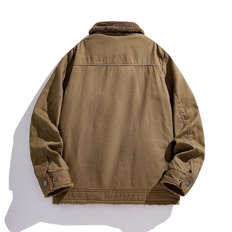 Férfi üzleti casual dzseki gallérral, fleece béléssel, vastag töltettel, pamutanyagból, plusz méret